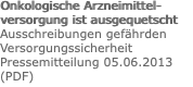 Onkologische Arzneimittel-versorgung ist ausgequetscht